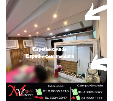 ESPELHO PARA QUARTO SOB MEDIDA E COM MOLDURA PARA PENTEADEIRA